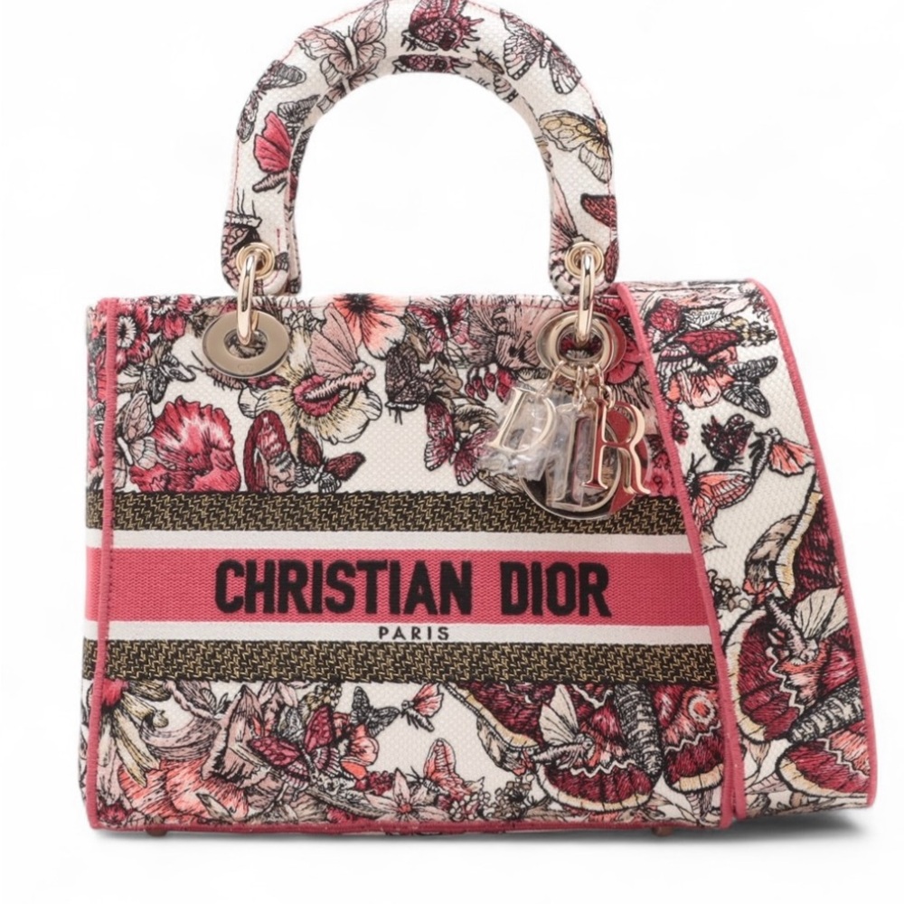 Lady Dior Pink and White Butterfly Floral Design - Picture 1 of 11